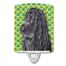 Black Cocker Spaniel Lucky Shamrock St. Patrick's Day Ceramic Night Light Compact, UL-Certified, Ideal for Bedroom, Bathroom, Nursery, Hallway, Kitchen, 6x4x3, Multicolor