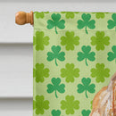 Buff Cocker Spaniel Lucky Shamrock St. Patrick's Day House Flag 28x40 Porch Sleeve Pole Decorative Outside Yard Banner Artwork Wall Hanging, Polyester