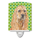 Buff Cocker Spaniel Lucky Shamrock St. Patrick's Day Ceramic Night Light Compact, UL-Certified, Ideal for Bedroom, Bathroom, Nursery, Hallway, Kitchen, 6x4x3, Multicolor