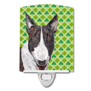 Bull Terrier Lucky Shamrock St. Patrick's Day Ceramic Night Light Compact, UL-Certified, Ideal for Bedroom, Bathroom, Nursery, Hallway, Kitchen, 6x4x3, Multicolor