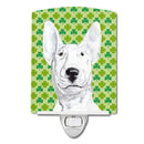 Bull Terrier Lucky Shamrock St. Patrick's Day Ceramic Night Light Compact, UL-Certified, Ideal for Bedroom, Bathroom, Nursery, Hallway, Kitchen, 6x4x3, Multicolor