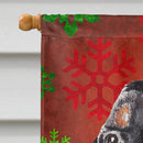 Black and Tan Coonhound Red Snowflakes Holiday House Flag 28x40 Porch Sleeve Pole Decorative Outside Yard Banner Artwork Wall Hanging, Polyester