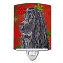 Black Cocker Spaniel Red Snowflakes Holiday Ceramic Night Light Compact, UL-Certified, Ideal for Bedroom, Bathroom, Nursery, Hallway, Kitchen, 6x4x3, Multicolor