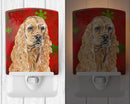 Buff Cocker Spaniel Red Snowflakes Holiday Ceramic Night Light Compact, UL-Certified, Ideal for Bedroom, Bathroom, Nursery, Hallway, Kitchen, 6x4x3, Multicolor