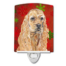 Buff Cocker Spaniel Red Snowflakes Holiday Ceramic Night Light Compact, UL-Certified, Ideal for Bedroom, Bathroom, Nursery, Hallway, Kitchen, 6x4x3, Multicolor