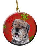 Border Terrier Red Snowflakes Holiday Ceramic Ornament SC9585CO1