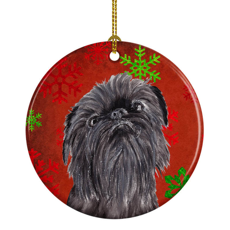 Brussels Griffon Red Snowflakes Holiday Ceramic Ornament SC9587CO1