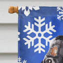 Black and Tan Coonhound Winter Snowflakes House Flag 28x40 Porch Sleeve Pole Decorative Outside Yard Banner Artwork Wall Hanging, Polyester