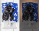 Black Cocker Spaniel Winter Snowflakes Ceramic Night Light Compact, UL-Certified, Ideal for Bedroom, Bathroom, Nursery, Hallway, Kitchen, 6x4x3, Multicolor