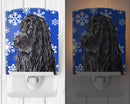 Black Cocker Spaniel Winter Snowflakes Ceramic Night Light Compact, UL-Certified, Ideal for Bedroom, Bathroom, Nursery, Hallway, Kitchen, 6x4x3, Multicolor