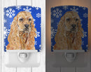 Buff Cocker Spaniel Winter Snowflakes Ceramic Night Light Compact, UL-Certified, Ideal for Bedroom, Bathroom, Nursery, Hallway, Kitchen, 6x4x3, Multicolor