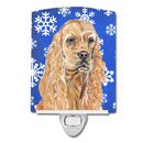 Buff Cocker Spaniel Winter Snowflakes Ceramic Night Light Compact, UL-Certified, Ideal for Bedroom, Bathroom, Nursery, Hallway, Kitchen, 6x4x3, Multicolor