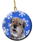 Border Terrier Winter Snowflakes Ceramic Ornament SC9599CO1