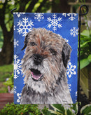 Border Terrier Blue Snowflake Winter Garden Flag – Decorative Outdoor Yard Flag