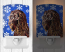 Boykin Spaniel Winter Snowflakes Ceramic Night Light Compact, UL-Certified, Ideal for Bedroom, Bathroom, Nursery, Hallway, Kitchen, 6x4x3, Multicolor