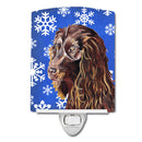 Boykin Spaniel Winter Snowflakes Ceramic Night Light Compact, UL-Certified, Ideal for Bedroom, Bathroom, Nursery, Hallway, Kitchen, 6x4x3, Multicolor