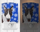 Bull Terrier Winter Snowflakes Ceramic Night Light Compact, UL-Certified, Ideal for Bedroom, Bathroom, Nursery, Hallway, Kitchen, 6x4x3, Multicolor