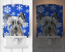 Chinese Crested Winter Snowflakes Ceramic Night Light Compact, UL-Certified, Ideal for Bedroom, Bathroom, Nursery, Hallway, Kitchen, 6x4x3, Multicolor
