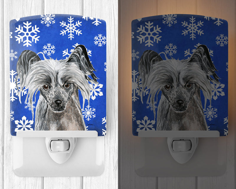 Chinese Crested Winter Snowflakes Ceramic Night Light SC9606CNL