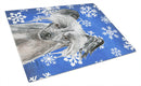 Chinese Crested Winter Snowflakes Cutting Board Tempered Glass Kitchen Cutting Surface, Heat Resistant Chopping, Non-Slip Feet, Food Prep & Serving