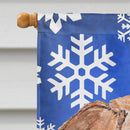 English Foxhound Winter Snowflakes House Flag 28x40 Porch Sleeve Pole Decorative Outside Yard Banner Artwork Wall Hanging, Polyester