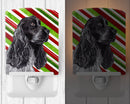 Black Cocker Spaniel Candy Cane Christmas Ceramic Night Light Compact, UL-Certified, Ideal for Bedroom, Bathroom, Nursery, Hallway, Kitchen, 6x4x3, Multicolor