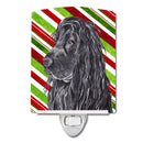 Black Cocker Spaniel Candy Cane Christmas Ceramic Night Light Compact, UL-Certified, Ideal for Bedroom, Bathroom, Nursery, Hallway, Kitchen, 6x4x3, Multicolor