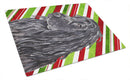 Black Cocker Spaniel Candy Cane Christmas Cutting Board Tempered Glass Kitchen Cutting Surface, Heat Resistant Chopping, Non-Slip Feet, Food Prep & Serving