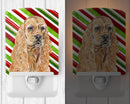 Buff Cocker Spaniel Candy Cane Christmas Ceramic Night Light Compact, UL-Certified, Ideal for Bedroom, Bathroom, Nursery, Hallway, Kitchen, 6x4x3, Multicolor