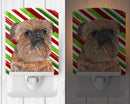 Brussels Griffon Candy Cane Christmas Ceramic Night Light Compact, UL-Certified, Ideal for Bedroom, Bathroom, Nursery, Hallway, Kitchen, 6x4x3, Multicolor