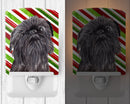 Brussels Griffon Candy Cane Christmas Ceramic Night Light Compact, UL-Certified, Ideal for Bedroom, Bathroom, Nursery, Hallway, Kitchen, 6x4x3, Multicolor