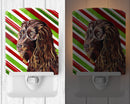 Boykin Spaniel Candy Cane Christmas Ceramic Night Light Compact, UL-Certified, Ideal for Bedroom, Bathroom, Nursery, Hallway, Kitchen, 6x4x3, Multicolor