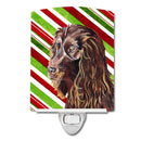 Boykin Spaniel Candy Cane Christmas Ceramic Night Light Compact, UL-Certified, Ideal for Bedroom, Bathroom, Nursery, Hallway, Kitchen, 6x4x3, Multicolor