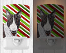 Bull Terrier Candy Cane Christmas Ceramic Night Light Compact, UL-Certified, Ideal for Bedroom, Bathroom, Nursery, Hallway, Kitchen, 6x4x3, Multicolor