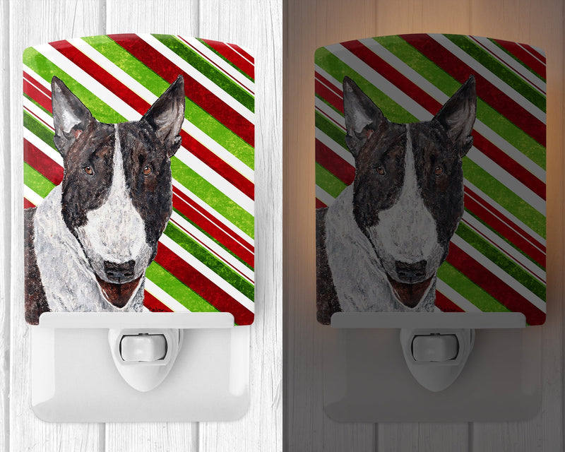 Bull Terrier Candy Cane Christmas Ceramic Night Light SC9617CNL