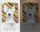 Bull Terrier Candy Cane Christmas Ceramic Night Light Compact, UL-Certified, Ideal for Bedroom, Bathroom, Nursery, Hallway, Kitchen, 6x4x3, Multicolor