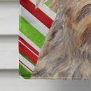 Golden Doodle Candy Cane Christmas House Flag 28x40 Porch Sleeve Pole Decorative Outside Yard Banner Artwork Wall Hanging, Polyester