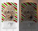 Golden Doodle Candy Cane Christmas Ceramic Night Light Compact, UL-Certified, Ideal for Bedroom, Bathroom, Nursery, Hallway, Kitchen, 6x4x3, Multicolor