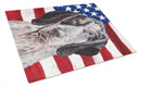 Blue Tick Coonhound with American Flag USA Glass Cutting Boards – Durable, Decorative Kitchen Art Large Size SC9625LCB