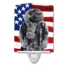 Black Standard Poodle with American Flag USA Ceramic Night Light SC9626CNL