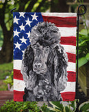 Black Standard Poodle with American Flag USA Garden Flag – Decorative Outdoor Yard Flag SC9626GF
