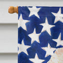 Red Miniature Poodle with American Flag USA House Flag 28x40 Porch Sleeve Pole Decorative Outside Yard Banner Artwork Wall Hanging, Polyester