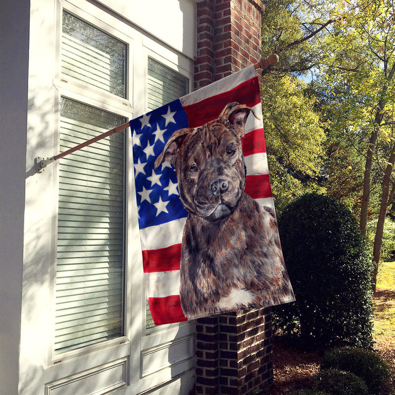 Staffordshire Bull Terrier Staffie with American Flag USA Flag Canvas House Size SC9633CHF