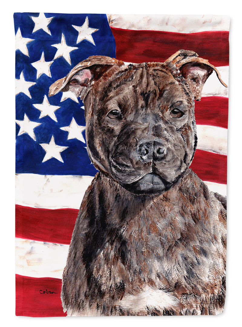 Staffordshire Bull Terrier Staffie with American Flag USA Flag Canvas House Size SC9633CHF