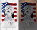 Havanese with American Flag USA Ceramic Night Light Compact, UL-Certified, Ideal for Bedroom, Bathroom, Nursery, Hallway, Kitchen, 6x4x3, Multicolor
