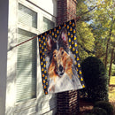 Collie Candy Corn Halloween House Flag 28x40 Porch Sleeve Pole Decorative Outside Yard Banner Artwork Wall Hanging, Polyester