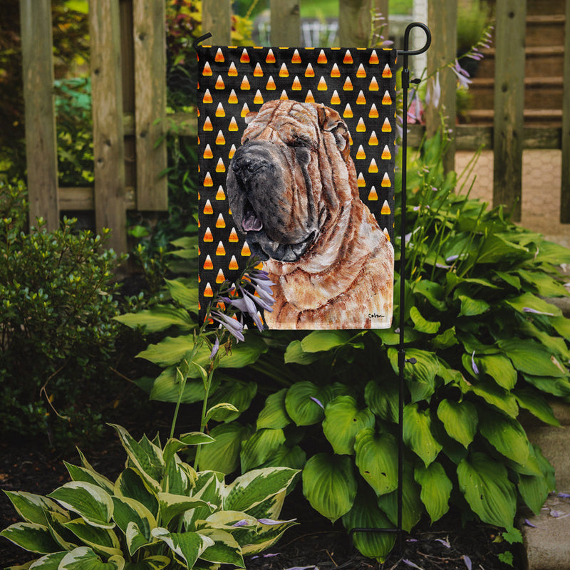 Shar Pei Candy Corn Halloween Garden Flag – Decorative Outdoor Yard Flag SC9647GF