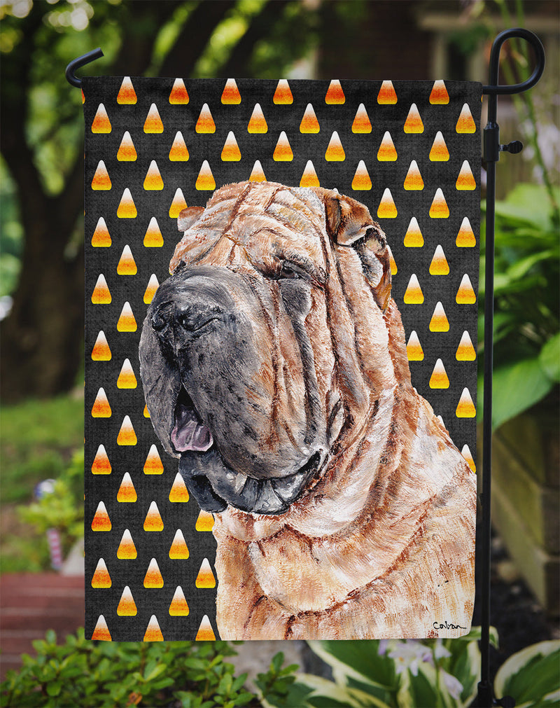 Shar Pei Candy Corn Halloween Garden Flag – Decorative Outdoor Yard Flag SC9647GF
