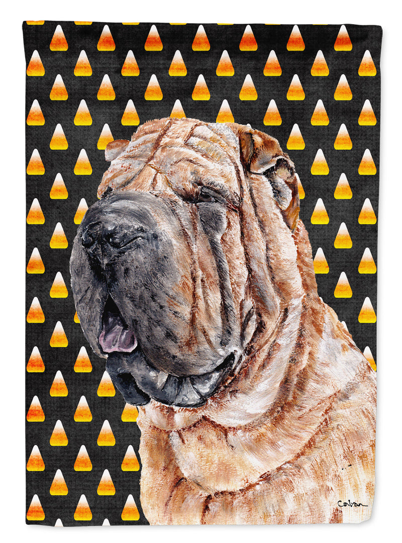Shar Pei Candy Corn Halloween Garden Flag – Decorative Outdoor Yard Flag SC9647GF