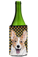 Cardigan Corgi Candy Corn Halloween Wine Bottle Hugger Gift Sleeve for Standard 750 ml Bottles, Insulated Reusable Also Fits Mini Shot & Pint Bottles